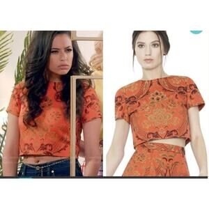 Alice + Olivia Orange Floral Crop Top
